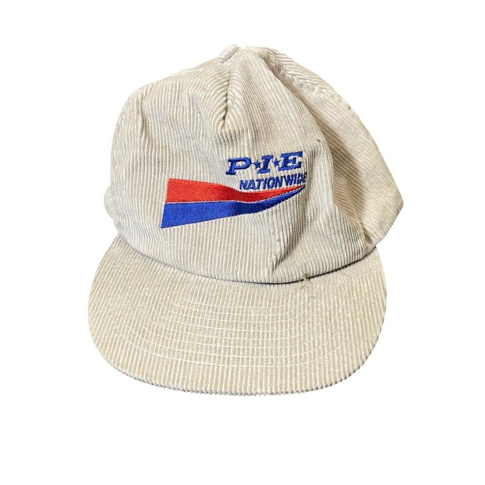 Communicorp P-I-E Nationwide Hat Mens OS Beige Corduroy Vintage Trucker Snapback